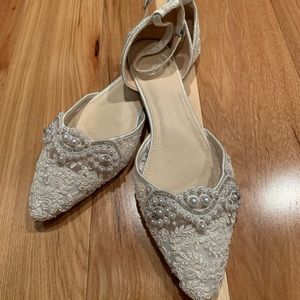 Brand new, never worn lace & pearl Bridal flats